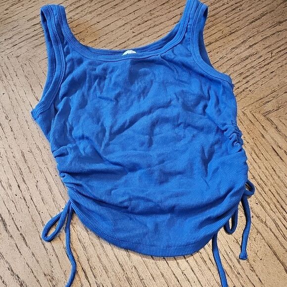 Princess Polly xx Royal Blie Ribbed Crop Top Size 6 - Picture 1 of 6